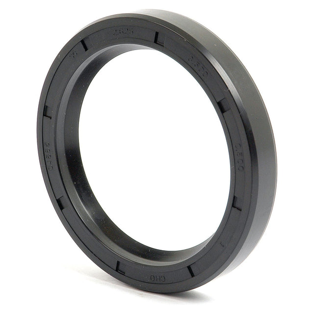 A black, circular mechanical ring with engraved markings, known as the Sparex Imperial Rotary Shaft Seal (Part No. S.41549), measuring 2 5/8'' x 3 1/2'' x 1/2'', featuring a Double Lip design for use in machinery or as a gasket.