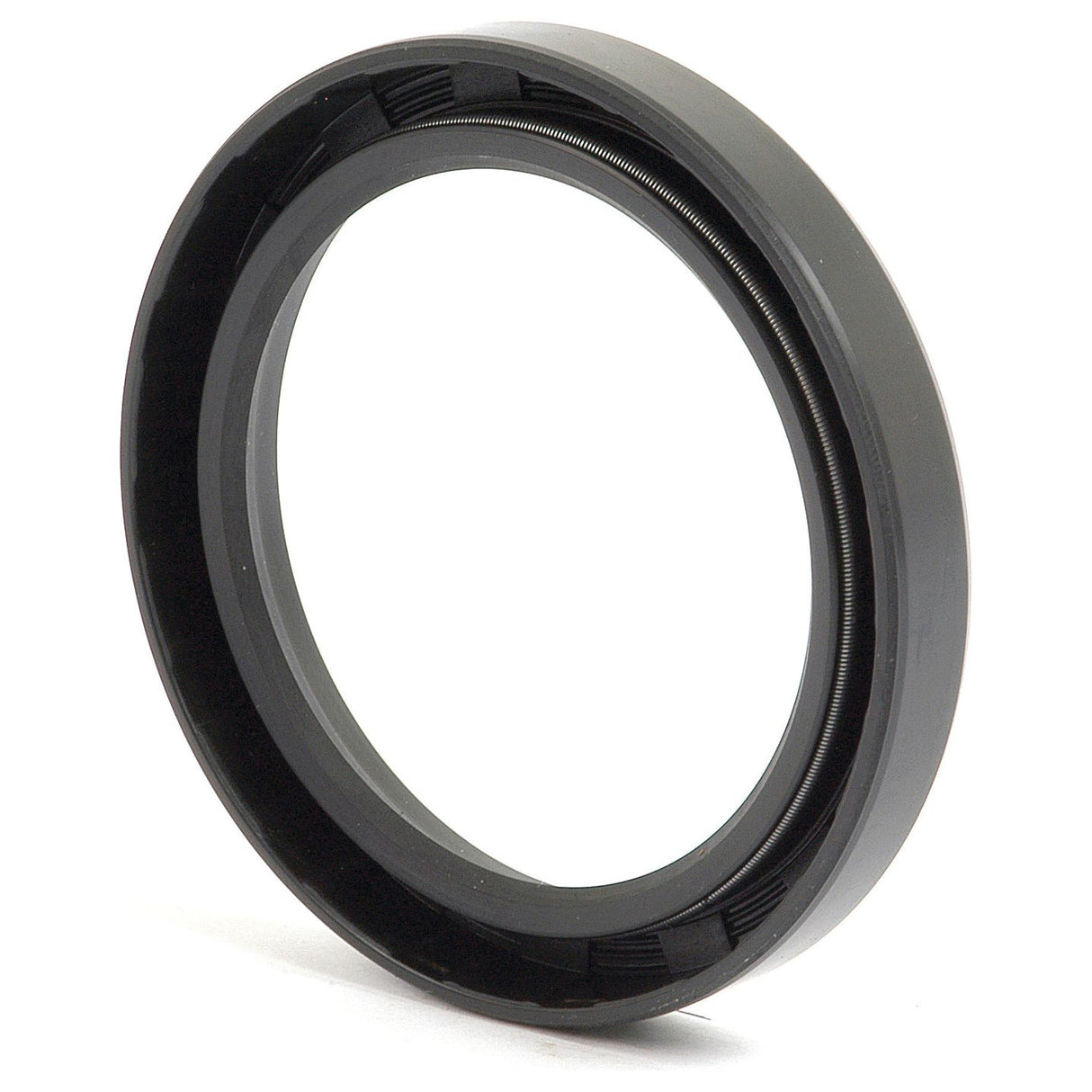 A metal circular ring with a threaded inside, possibly a camera lens adapter, resembles the Imperial Rotary Shaft Seal, 2 5/8'' x 3 1/2'' x 1/2'' Double Lip by Sparex (Sparex Part No. S.41549).