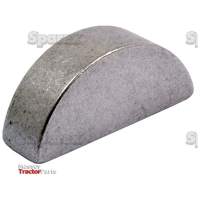 A Sparex Imperial Woodruff Key, measuring 3/8'' x 1 1/4'' and adhering to DIN 6888 standards, used for mechanical or automotive applications. It bears surface text indicating "Massey Tractor Parts" and is commonly found in Massey Ferguson machinery. (#S.2923)