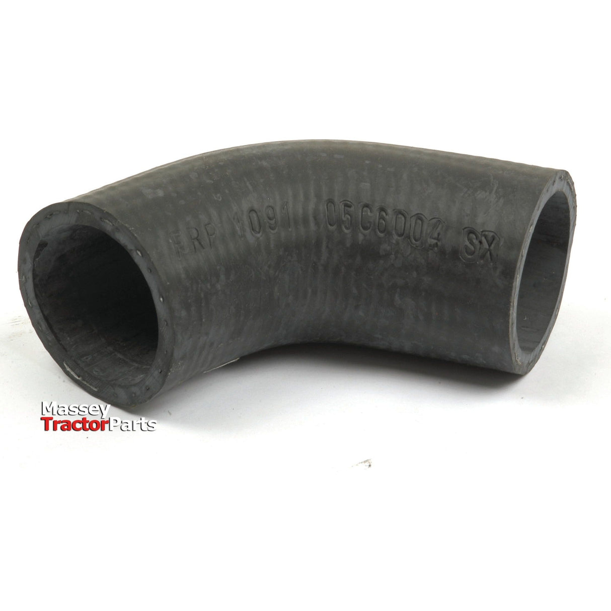 A black rubber elbow hose with printed text lies against a plain white background. The text "Sparex" is visible in the bottom left corner of the image, with a hint of a hose clip near the end. The product appears to be an Inlet Hose (Inner Ø: Smaller End 38mm, Bigger End 40mm), identified by Sparex Part No. S.57704.