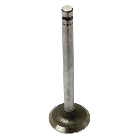 A single metallic engine valve, identified as the Inlet Valve | Sparex Part No.S.40473 by Sparex, features a cylindrical stem and a flat, round base. It stands upright against a white background and is designed with a 45° seat angle, making it suitable for Allis Chalmers and Sparex Perkins engines.