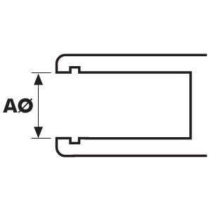 Technical drawing showing a cross-sectional view of a cylindrical object, labeled with "AØ" indicating the diameter measurement, includes specifications for an Internal Circlip, 55.6mm according to DIN 472 standards (Sparex Part No.S.41623).