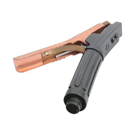 Image of a Jump Lead Cable Handle 850a with a black insulated handle, a copper clamp, and the durability of the Extra heavy duty Sparex S.23414 model.
