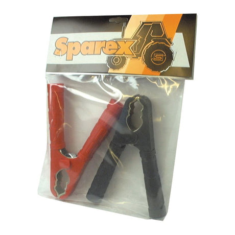 A pack of Sparex Jump Lead Cable Handles (Red and Black) - 180A (Agripak 2 pcs.), including one red and one black clamp, sealed in clear plastic with the Agripak logo on top, Part No. S.4471.