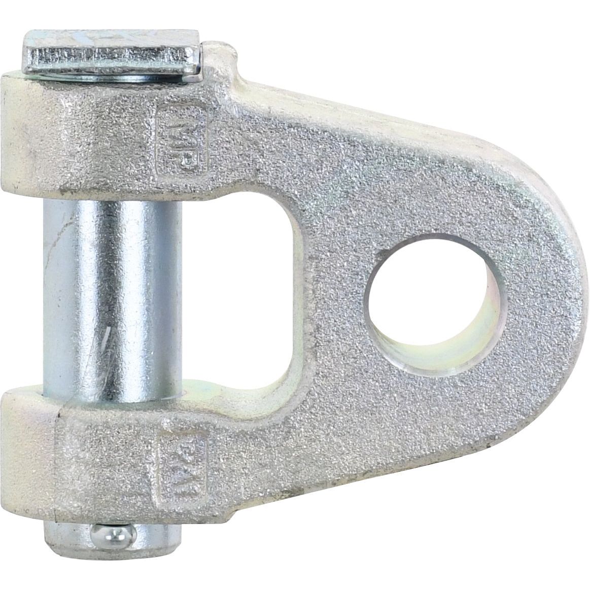 Close-up image of the Sparex Top Link Knuckle End - Cat. 2, featuring a pin inserted through one end and an open fixing hole on the other, showcasing its overall length (Sparex Part No.S.32943).