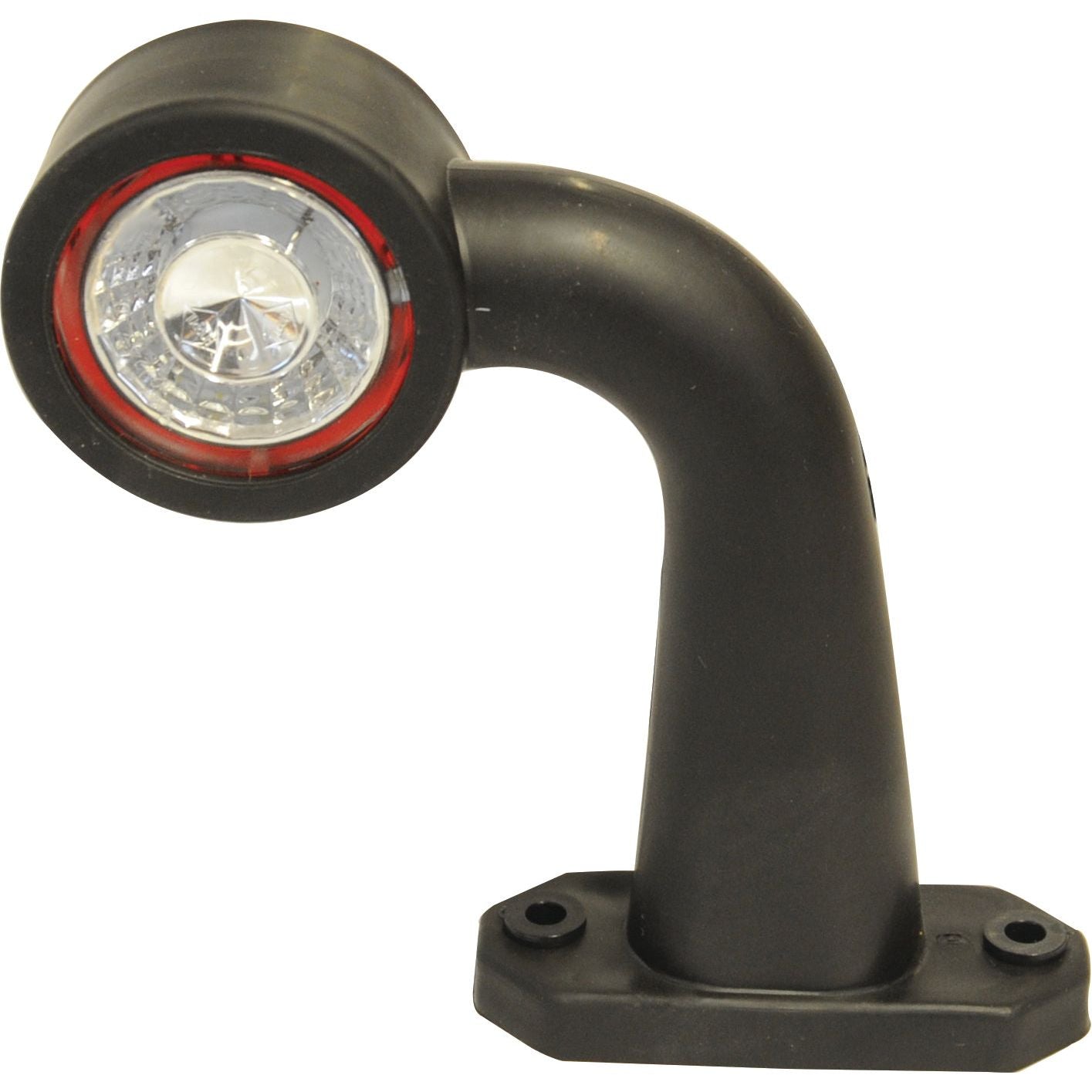 The Sparex LED Outline Front/Rear Facing Marker Light, RH & LH, 12-24V - S.113393 is a black plastic side marker lamp with an LED light, mounted on an L-shaped bracket. Its specifications make it suitable for various vehicle types.