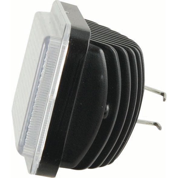 A close-up view of the John Deere LED Work Light, featuring a square design with a pronged base and a black heat sink for thermal management. This robust worklight from Sparex delivers an impressive 3500 Lumens, making it perfect for demanding environments.