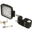The Sparex LED Work Light with Handrail Bracket, boasting a flood beam pattern, IP67 rating, and complete with mounting bracket and screws.