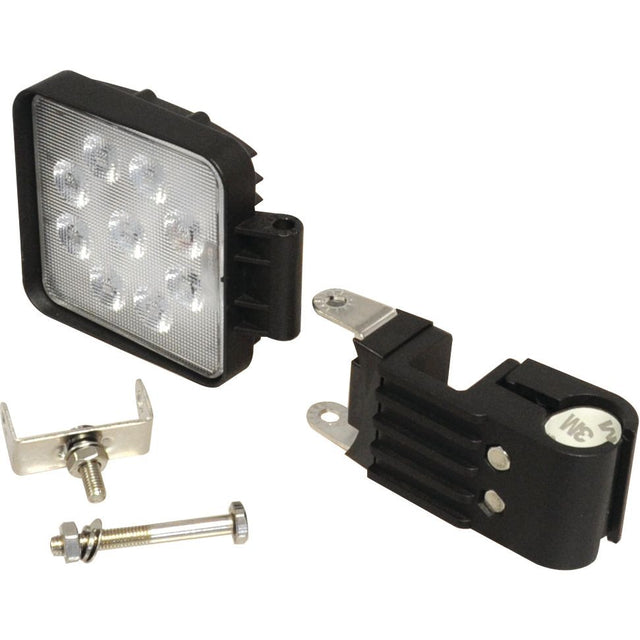 The Sparex LED Work Light with Handrail Bracket, boasting a flood beam pattern, IP67 rating, and complete with mounting bracket and screws.