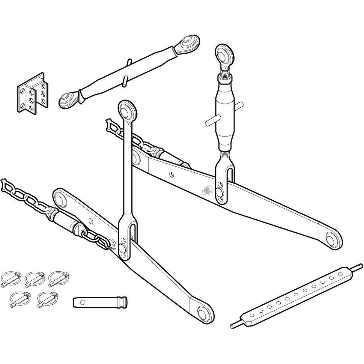 Illustration of the LINKAGE KIT-3 POINT-YANMAR (Sparex Part No. S.70571), a Yanmar mechanical linkage system by Sparex, featuring arms, rods, chains, and bolts organized in an assembly diagram.