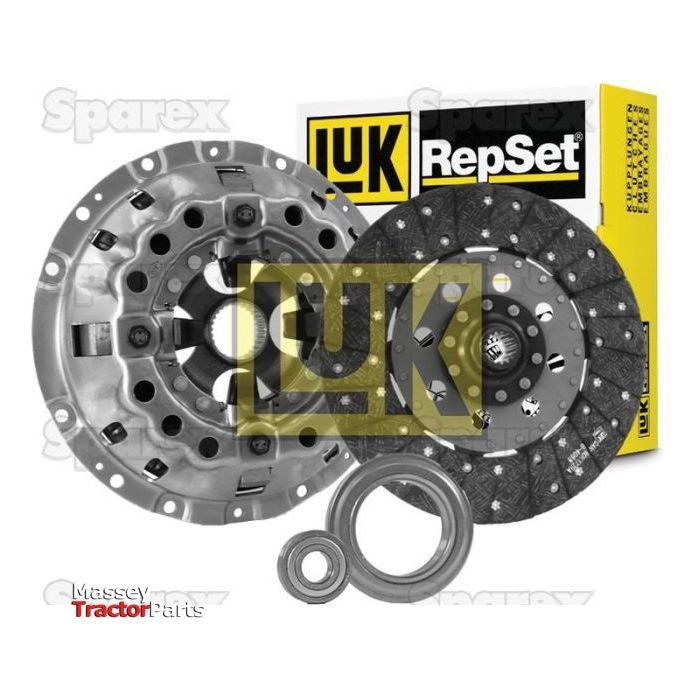 Image of a Sparex Clutch Kit with Bearings (Sparex Part No. S.131179) comprising a pressure plate, an organic clutch disc, release bearing, and pilot bearing. Product packaging is visible in the background showcasing the "Sparex" branding.