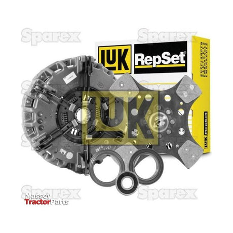 The image displays a Sparex Clutch Kit with Bearings (S.146983) with several components arranged next to a yellow and black Sparex branded box, featuring a comprehensive dual cover assembly.