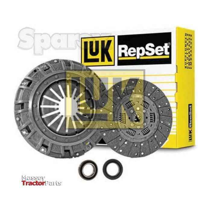 Sparex Clutch Kit with Bearings - S.147183 on display, showcasing visible clutch components, including a torsion sprung loose disc, with a branded yellow box in the background.