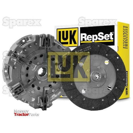 A Sparex Clutch Kit without Bearings (Sparex Part No. S.146969) is displayed with the packaging in the background. The logo and “Massey Tractor Parts” are visible in the image.