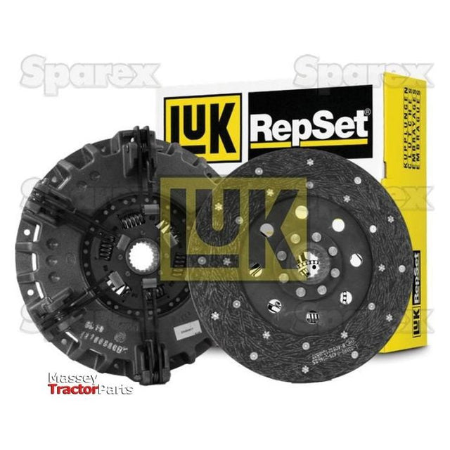 A clutch kit by Sparex, featuring a pressure plate and friction disc with a dual cover. The branded box in the background highlights the 310/310mm cover size, and it's referred to as product S.147014 under the name "Clutch Kit without Bearings.