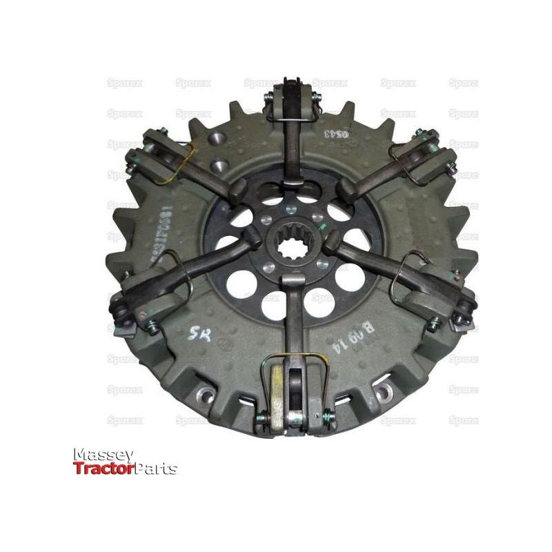 Close-up of a metal clutch pressure plate for a tractor, featuring multiple clamping arms and visible part numbers. The Sparex logo is visible at the bottom left corner. This is the Clutch Pressure Plate | Sparex Part No.S.69278.
