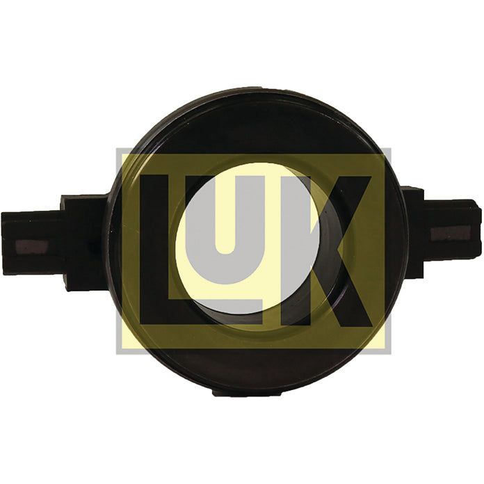 Close-up of a black, round, mechanical component with side fittings against a white background. The image features a transparent yellow Sparex logo overlay with the product name "LUK Clutch Release Bearing - S.146394" clearly identifying the clutch release bearing.
