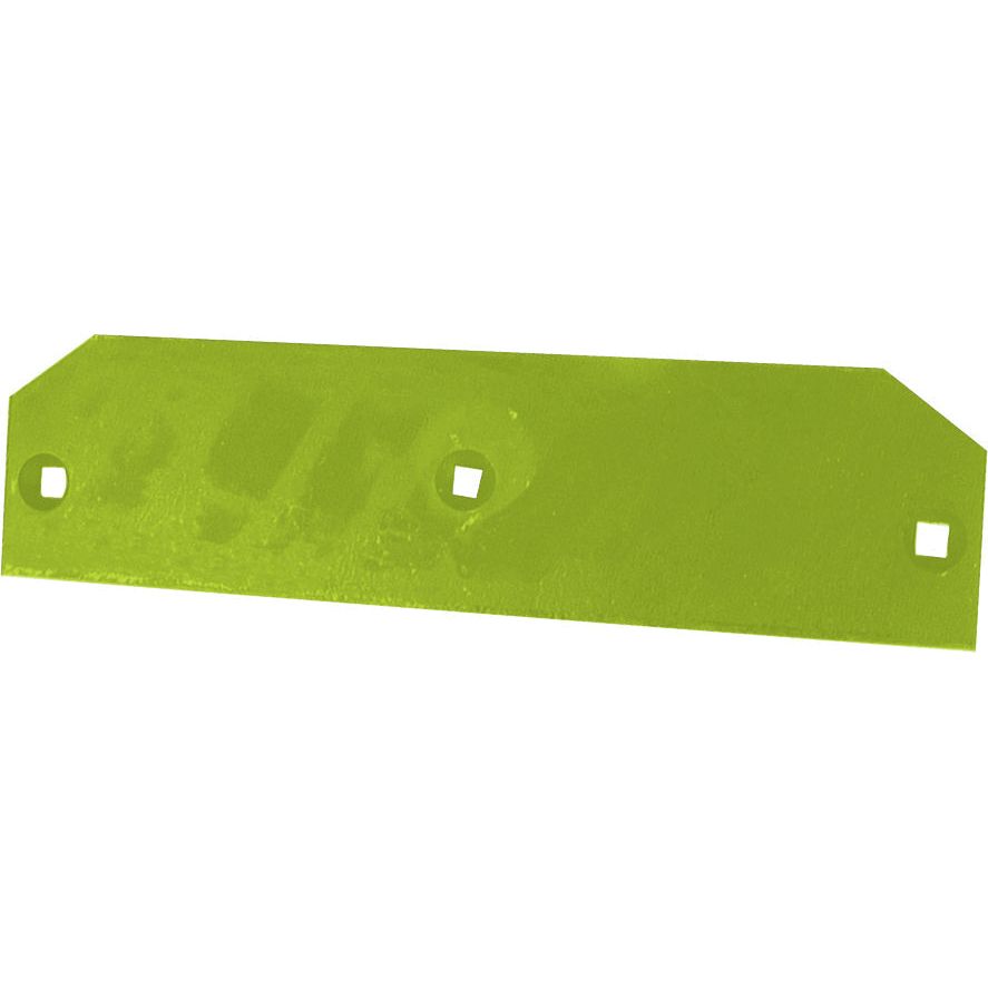 A flat, yellow rectangular metal plate from Sparex, the Landside - RH & LH (Dowdeswell) - S.127515, features beveled edges and includes two small square holes and one larger square hole evenly spaced along its center.