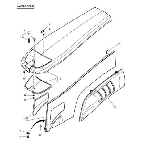 Exploded view diagram of the Massey Ferguson - Left Hand Side Panel - 4285904M3 by AGCO, showing each part separately with numbered labels for identification.