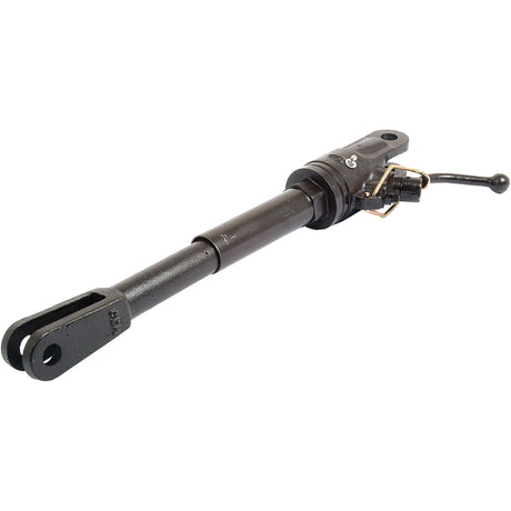 A Levelling Box Assembly - Fork Hole Ø 19mm- Fork Hole Ø 19mm - Min. Length:420mm - M27x3 Metric | Sparex Part No.S.60235, fitted with mounting brackets, Sparex End Fittings, and a control lever.
