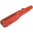 Red, metal Levelling Box Fork - 7/8 UNC with a durable finish and mounting holes (Sparex Part No.S.74444), reminiscent of International Harvester quality.