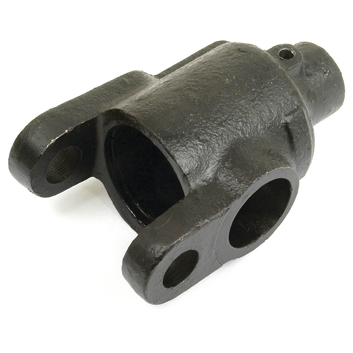 Close-up of a Sparex Levelling Box Gear Housing - 3/4" (Sparex Part No. S.539), a black metal component with several holes and grooves, likely part of a mechanical or industrial system potentially related to Massey Ferguson machinery.