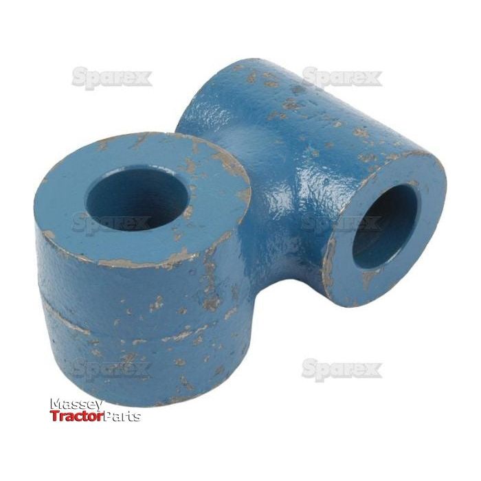 A worn blue metal Levelling Box Knuckle with two openings, showing the "Sparex" logo at the bottom left corner of the image, indicating compatibility with Ford/New Holland models. Product Name: Sparex Part No. S.14936.