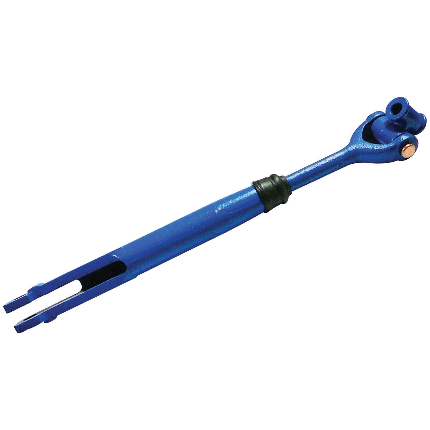 Introducing the Levelling Box Assembly by Sparex (Part No. S.61034), featuring knuckle and fork holes both with a diameter of 16mm, a minimum length of 530mm, and 3/4 UNC fittings, perfect for mechanical or automotive use in Ford New Holland applications.