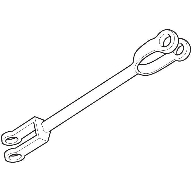 Illustration of the Sparex Levelling Box Assembly (Sparex Part No.S.40968), featuring two oval-shaped eyelets at each end with a fork hole diameter of 16mm, a rectangular central segment, and designed for compatibility with Ford / New Holland machinery. Minimum length: 515mm.