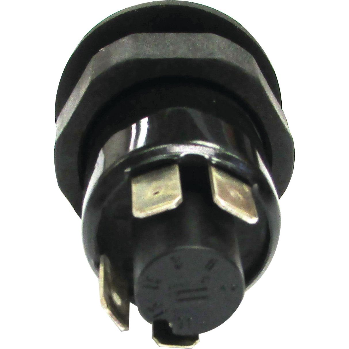 Close-up view of a Sparex Lift and Lower Switch (Part No. S.52843), featuring a black circular two-prong electrical connector with a threaded mount and metal contacts, commonly used in Case IH and Massey Ferguson machinery.