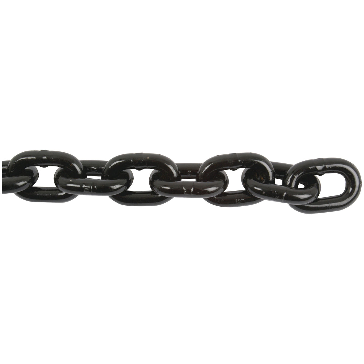 Close-up of a horizontal Sparex Lifting Chain 13mm x 39mm with black links on a white background.