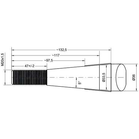 Loader Tine - Curved 680mm, Thread size: M20 x 1.50 (Square)
 - S.79765 - Massey Tractor Parts