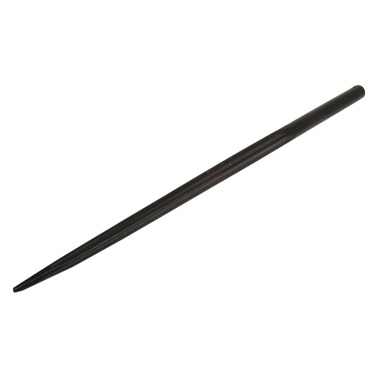 A single black loader tine with a pointed end, featuring a sleek Star Profile, is shown against a plain white background. The product is identified as the Loader Tine - Straight 760mm (Star) - S.21511 by Sparex.