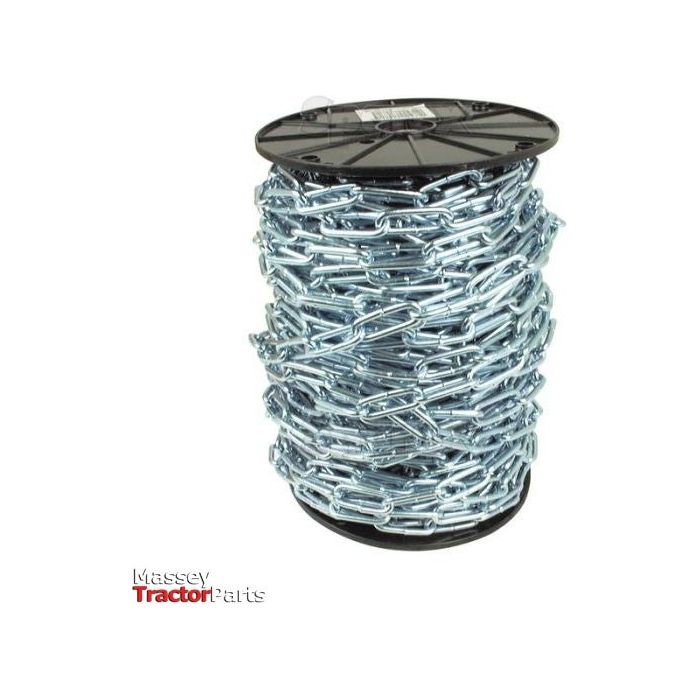 A spool of heavy-duty, zinc-plated metal chain prominently featuring the branding "Sparex" in the bottom left corner of the image, identified as Long Link Chain 4.7 x 46 x 18mm x 50M - S.55520.