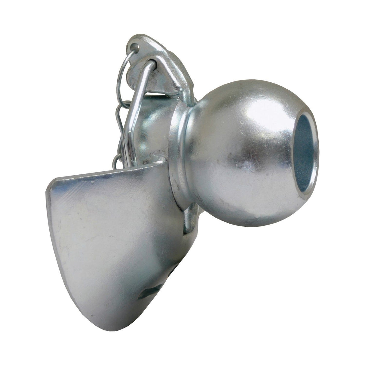 A gray metal Lower Link Ball, Guide Cone, and Linch Pin (Cat. 2/2) by Sparex features a ball-shaped end with a securing pin, making it suitable for various marine applications.