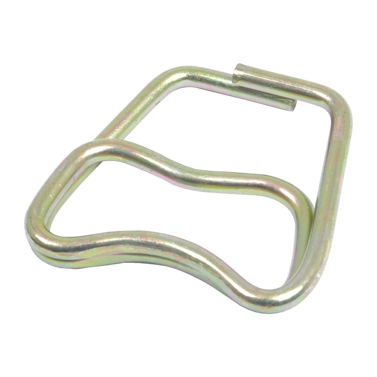 A close-up of the Lower Link Ball Retaining Clip with a distinctive twisted shape, featuring a smooth, metallic finish. This essential Sparex part, known as S.128 and an alternative to 3244 for Ford/New Holland machinery, ensures durability and precision in its design.