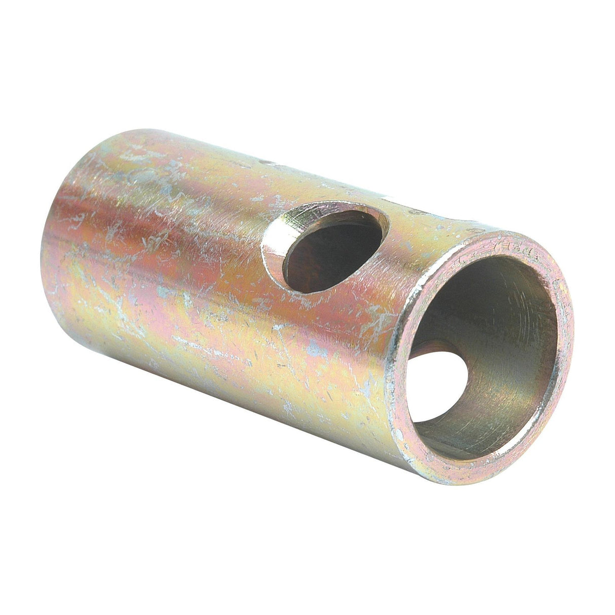A Lower Link Conversion Bush (Cat. 2 to 1) - S.33003 by Sparex, a cylindrical metal tool with a hollow center and two circular holes on its sides, suitable for various mechanical purposes.