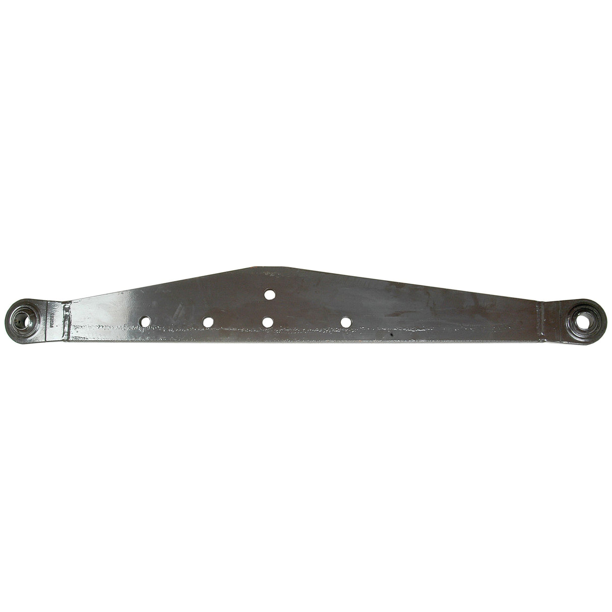 Introducing the Sparex Lower Link Lift Arm (Part No. S.41005), a black metal control arm with dual 28mm ball bores, featuring two circular holes and rubber bushings on each end—ideal for Massey Ferguson applications.