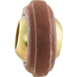 Close-up image of a worn, light brown rubber seal with a metallic interior component, suitable for Landini and Massey Ferguson models. Product: Lower Link Weld On Ball End (Cat. 2) LH | Sparex Part No.S.60024 by Sparex.