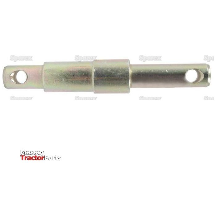 Here is the revised sentence:
Cylindrical metal implement pin, with holes at each end, labeled "Sparex Part No. S.5795" from Sparex. Suitable for configurations requiring dual category or pin types, specifically designed as a Lower link implement pin dual 22-28-32x185mm with thread size Cat. 1/2.