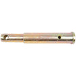 This Sparex Lower Link Implement Pin, also known as Part No. S.69889, measures 22-28x183mm and features a metal cylindrical design with a larger diameter central section flanked by smaller diameter sections at each end. It includes two holes positioned near each end and is categorized as a Dual Category Pin (Thread size Cat. 1/2). This pin is suitable for Allis Chalmers and compatible with Fiat 450 models.