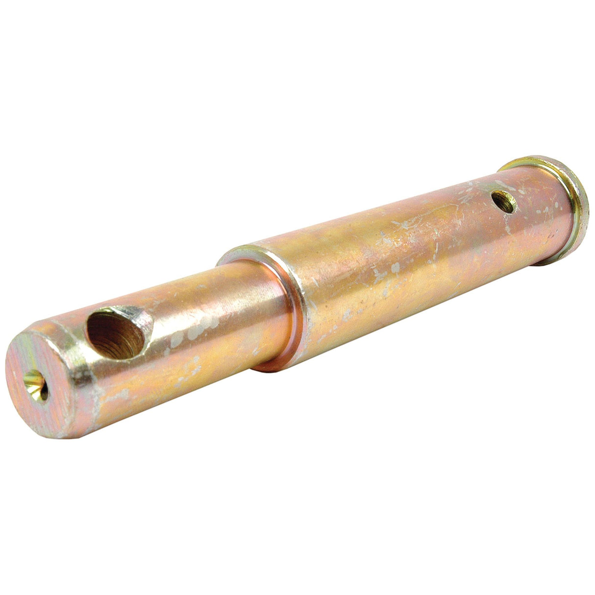 A slightly rusted Lower Link Implement Pin Dual 22 - 28x183mm with various sized circular holes, suitable for Allis Chalmers and Fiat 450, Thread size Cat. 1/2 | Sparex Part No.S.69889 by Sparex.