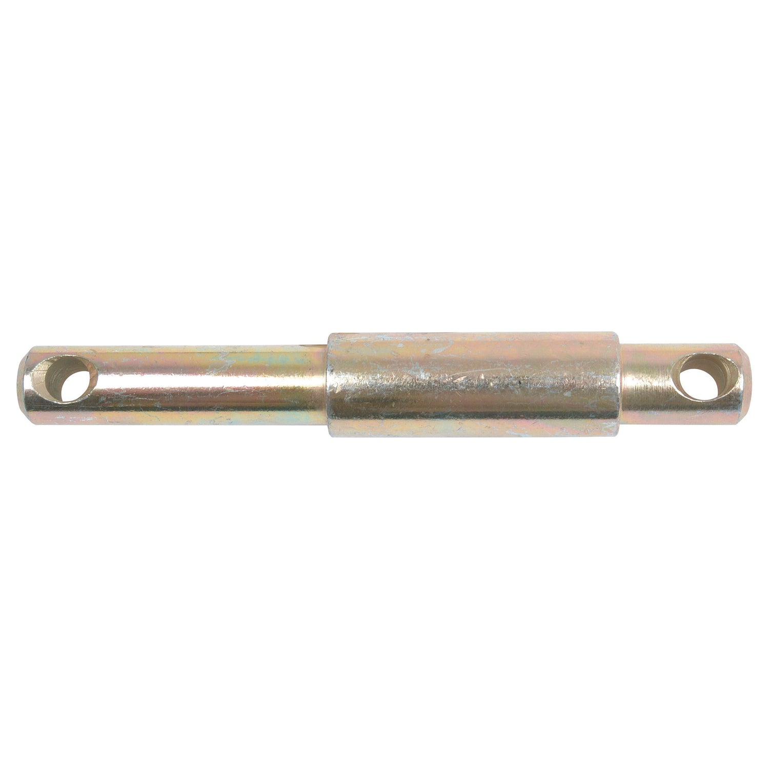 The Lower link pin - Dual category 28 - 36 - 28mm Cat.2/3 by Sparex, also known as Sparex Part No. S.29235, is a metal rod featuring two holes at each end and a slightly thicker center, designed for Category 2/3 compatibility. This versatile component can be used as a Sparex Dual Category Pin.