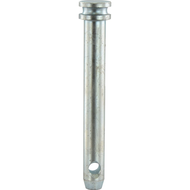 A vertical Lower link pin 22x149mm Cat. 1 with a flange near the top and a single hole near the bottom, compatible with Massey Ferguson models, from Sparex (Part No.S.72).