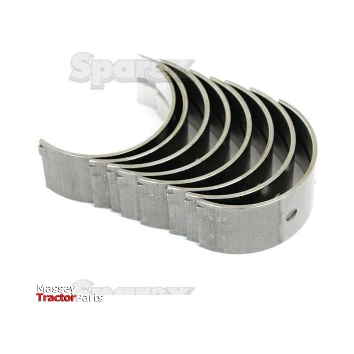 A set of six metal bearing shells arranged in a semi-circle, labeled with "Sparex Part No.S.57526," and suitable for models like Case IH.