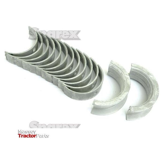 A set of metallic engine bearings arranged in two rows, with some facing upwards and others to the side. The Sparex logo is prominently displayed in the bottom-left corner, indicating the Main Bearing Std. (Set) (Sparex Part No. S.57656).