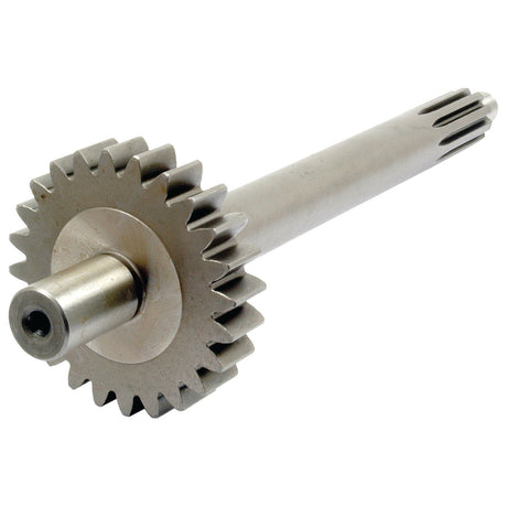 The Main Input Drive Shaft (Sparex Part No. S.40778) is a metallic gear shaft featuring a 24-tooth wheel near one end and splines on the other, designed for mechanical applications. This component is compatible with Massey Ferguson machinery and is available through Sparex.