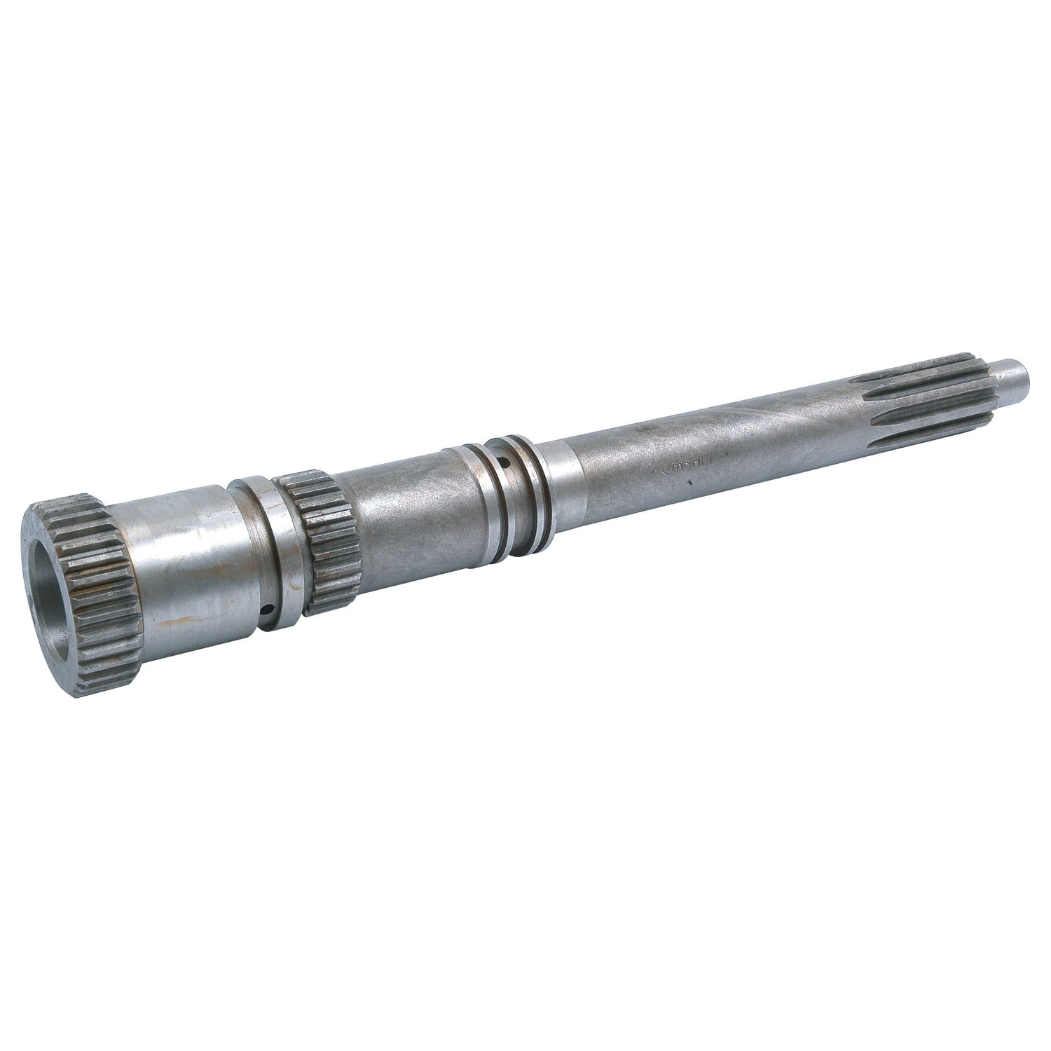 A **Sparex Main Shaft (Part No. S.40790)**, featuring multiple gears and grooves, used in machinery for transmitting rotational motion and torque.