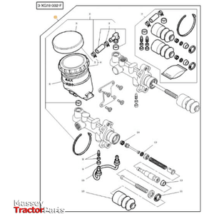 Massey Ferguson Master Cylinder - 3810587M95 | OEM | Massey Ferguson parts | Brakes-Massey Ferguson-Axles & Power Train,Brakes,Cylinders & Components,Farming Parts,Master Cylinders,Tractor Parts