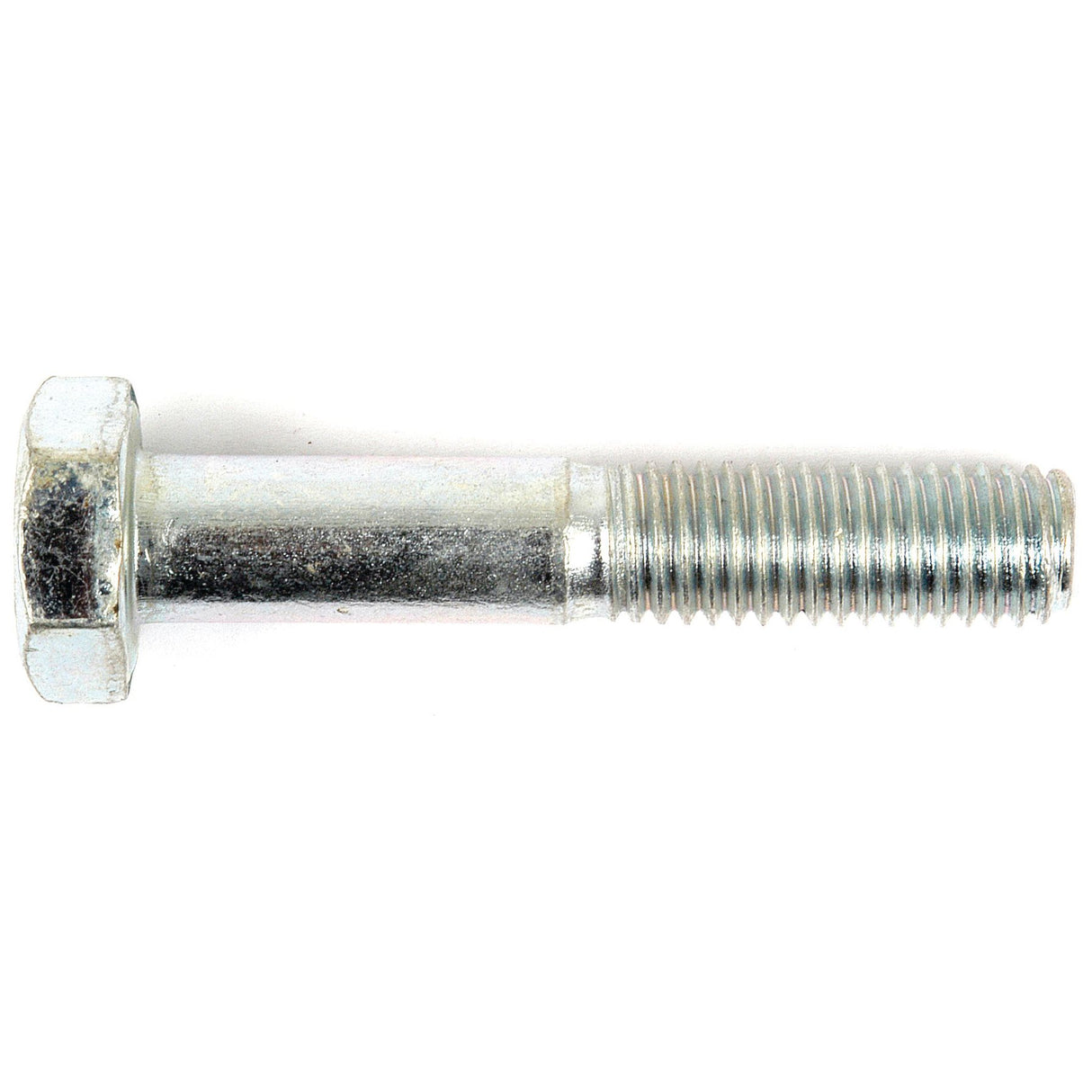 A Sparex Metric Bolt M10x55mm (DIN 931) with a zinc-plated, partially threaded shaft is placed horizontally against a white background.